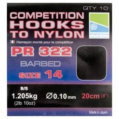Preston Competition PR322 Barbed Hooks to Nylon Terminal Tackle