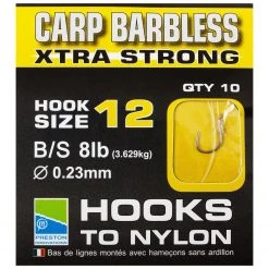 Preston Barbless Carp Hooks To Xtra Strong Nylon Terminal Tackle